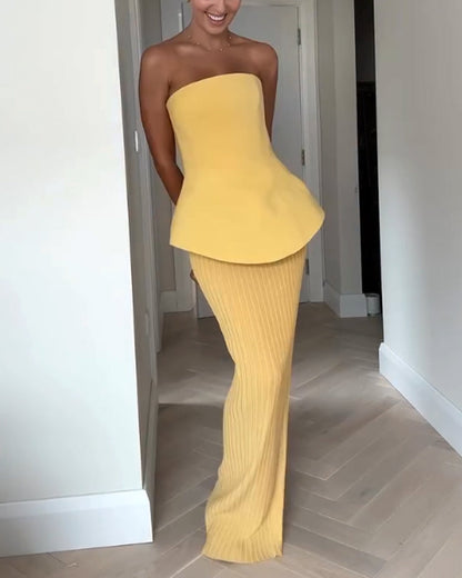 Strapless Maxi Dress Elegant Floor Length