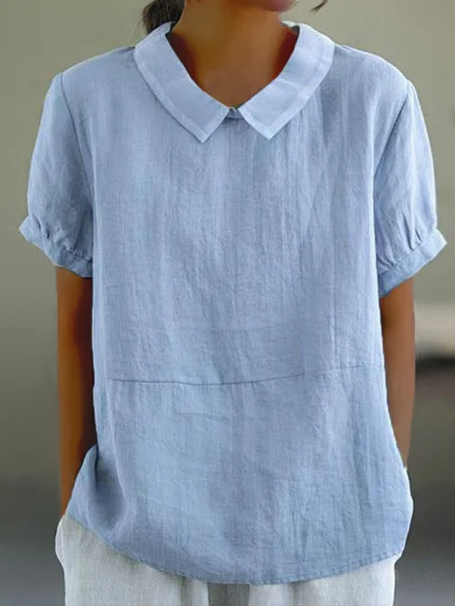 Women's Cotton Linen Blouse Natural Beige - Vonnera