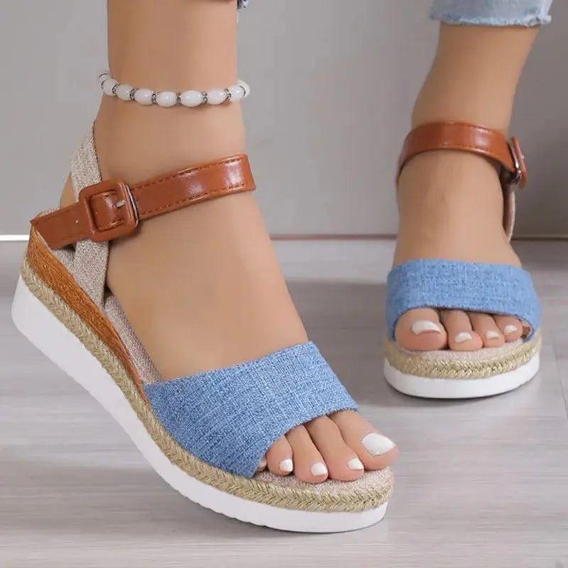 Elegant Black Wedge Sandals for Women – Stylish & Comfortable Summer Footwear