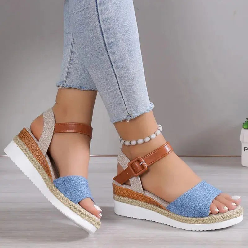 Elegant Black Wedge Sandals for Women – Stylish & Comfortable Summer Footwear