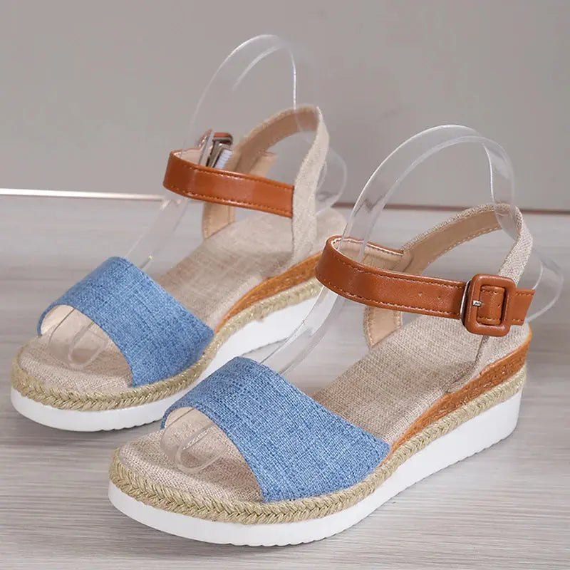 Elegant Black Wedge Sandals for Women – Stylish & Comfortable Summer Footwear