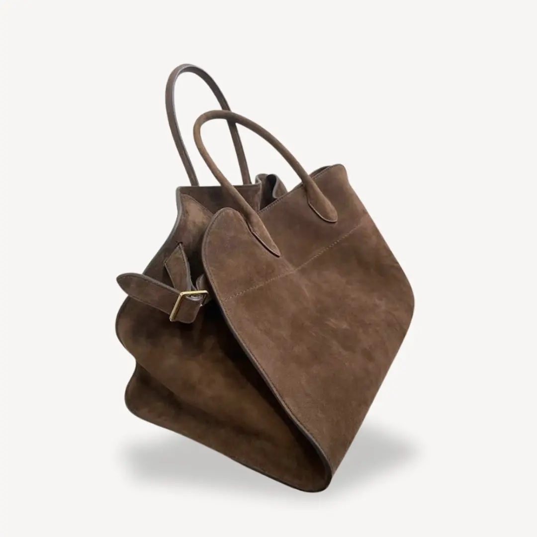 Women's Suede Tote Bag Elegant Brown - Vonnera