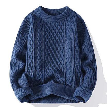 Men's Cable Knit Crew Neck Sweater Classic Pattern - Vonnera