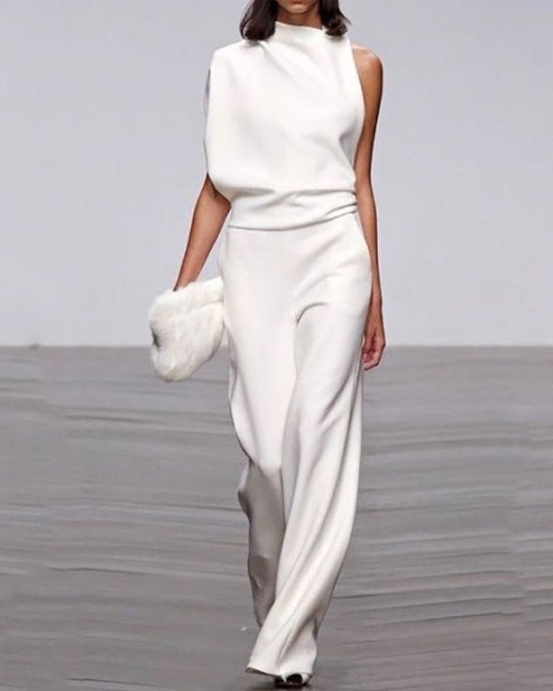 Women's High Collar Jumpsuit - Vonnera