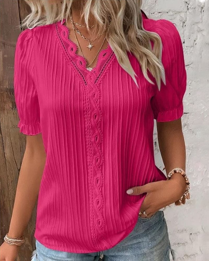 Women's Lace Blouse V-Neck - Vonnera