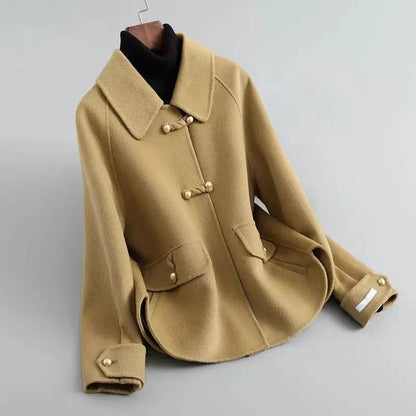 Women's Pearl Button Coat Classic Timeless Design - Vonnera