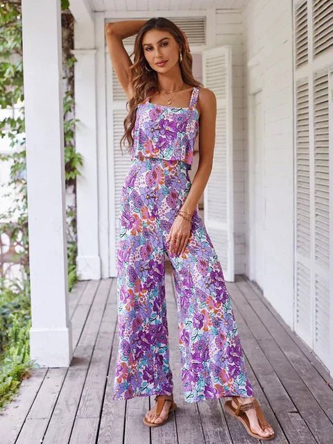 Sienna | Women's Floral Print Sleeveless Wide Leg Jumpsuit
