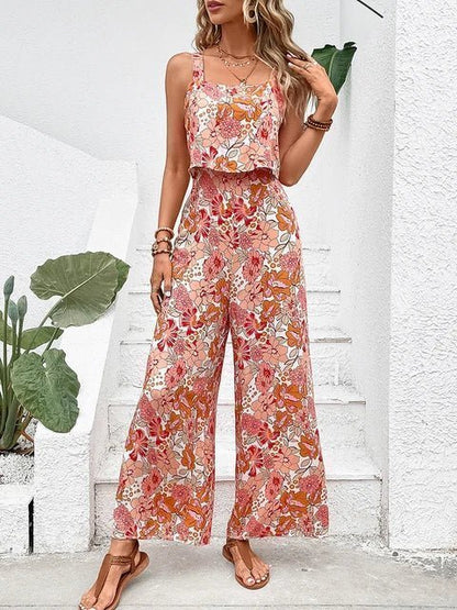 Sienna | Women's Floral Print Sleeveless Wide Leg Jumpsuit