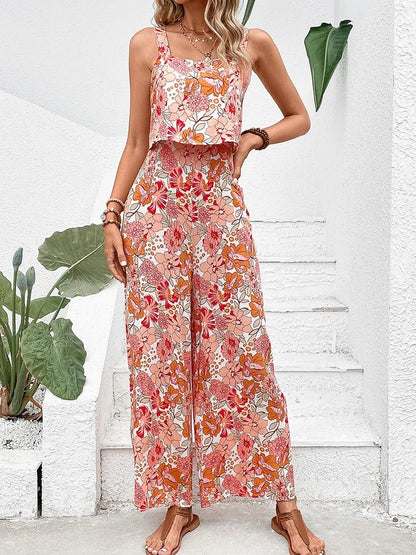 Sienna | Women's Floral Print Sleeveless Wide Leg Jumpsuit