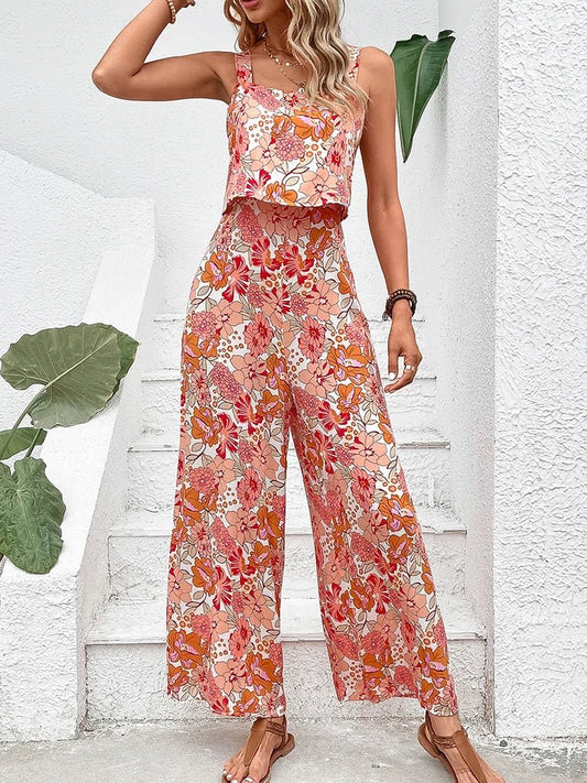 Sienna | Women's Floral Print Sleeveless Wide Leg Jumpsuit