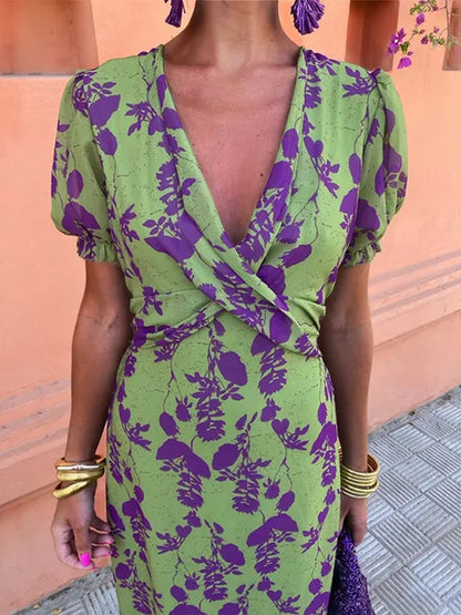 Women's Floral Print Short Sleeve Dress