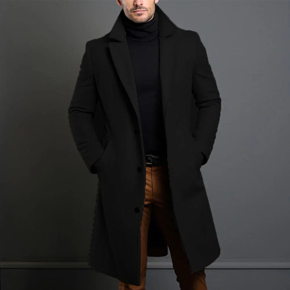 Men's Longline Button Front Winter Overcoat