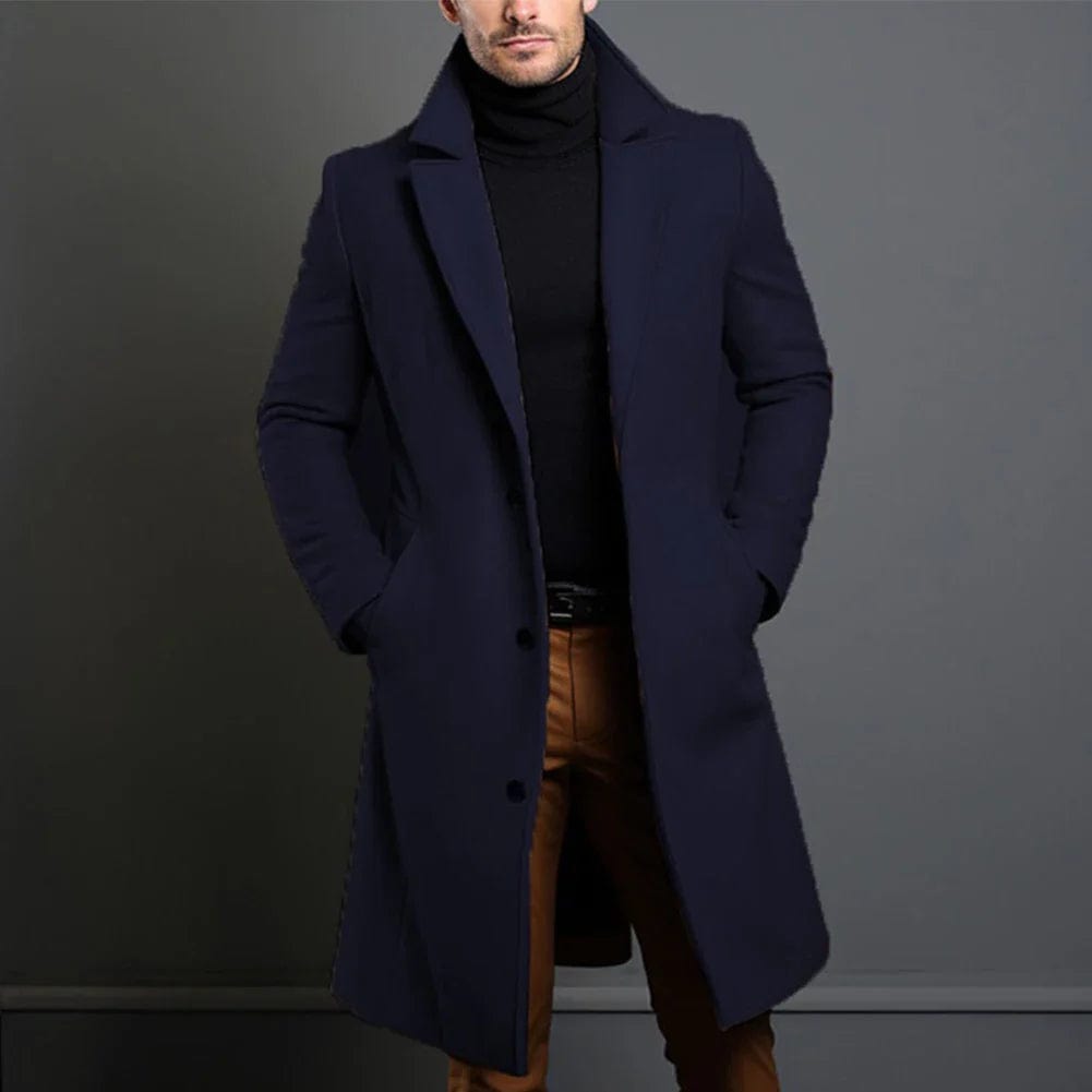 Men's Longline Button Front Winter Overcoat