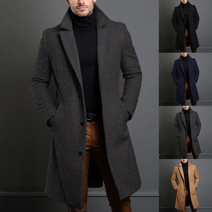 Men's Longline Button Front Winter Overcoat