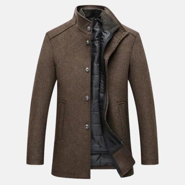 Men's Button Up Winter Coat With Pockets - Vonnera