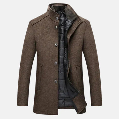 Men's Button Up Winter Coat With Pockets - Vonnera