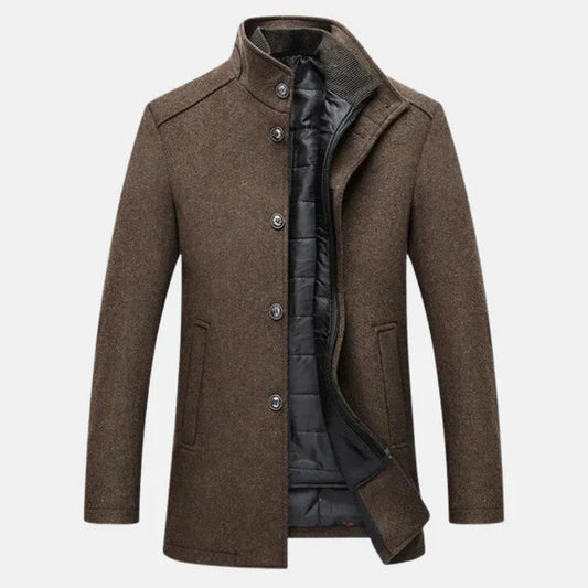 Men's Button Up Winter Coat With Pockets - Vonnera