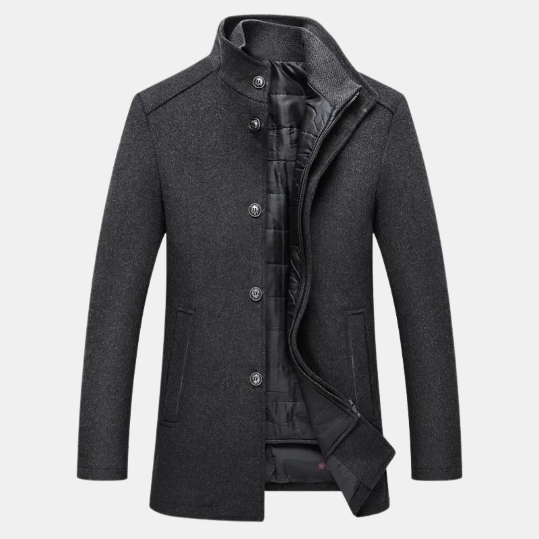 Men's Button Up Winter Coat With Pockets