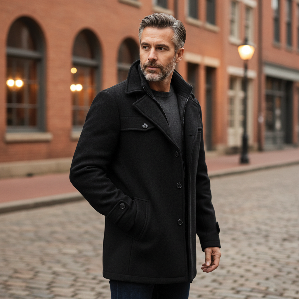 Marvin Men's Wool Blend Overcoat - Vonnera