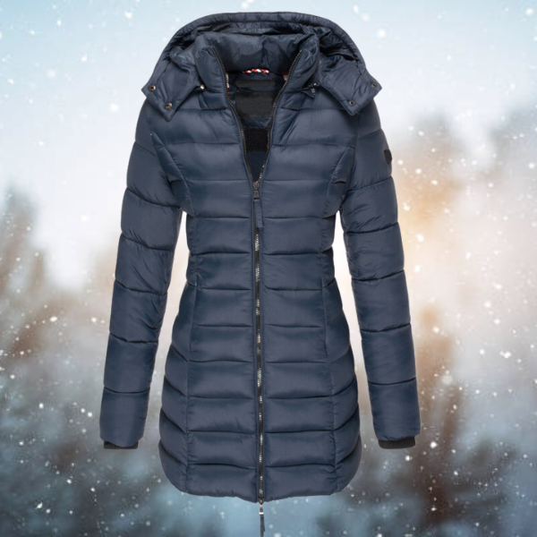 Women's Puffer Jacket Waterproof Full-Length Zip Black - Vonnera