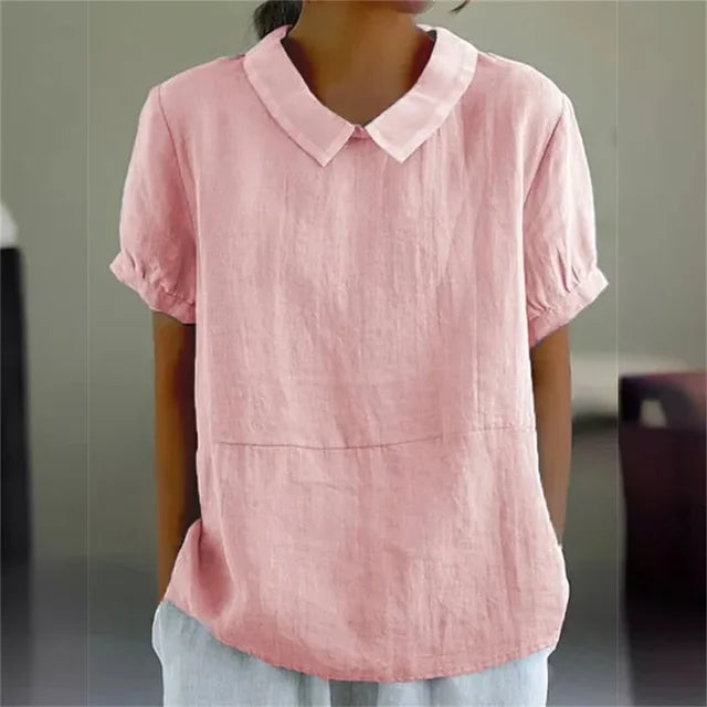 Women's Linen Collared Blouse - Vonnera
