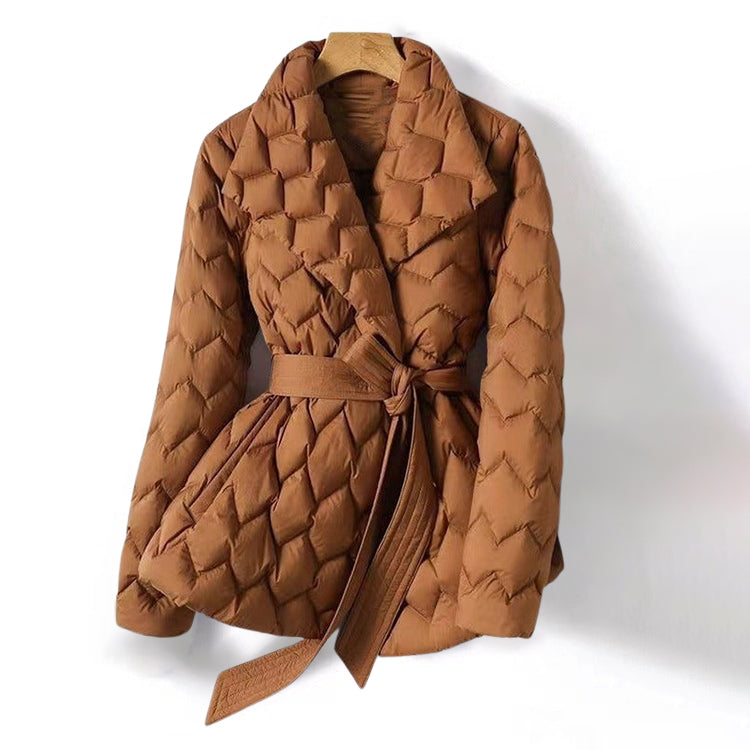 Women's Down Jacket Geometric Style Black - Vonnera