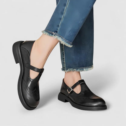Women's T-Strap Brogue Shoes Comfortable - Vonnera