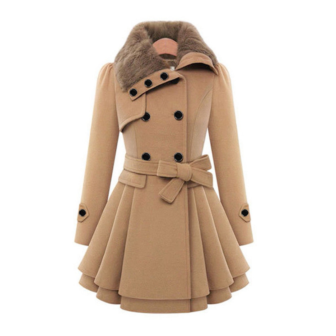 Women's Long Winter Coat Warm Wool Black - Vonnera
