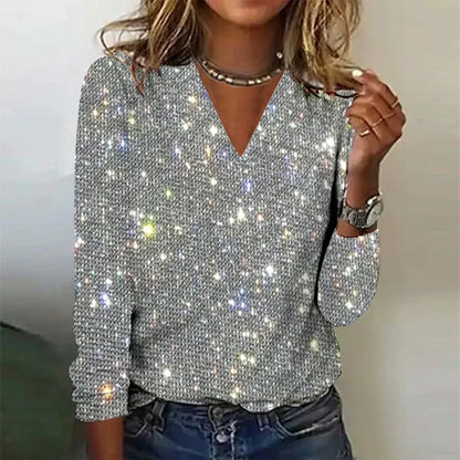 Faith | Women Spring Shimmer V Neck Top