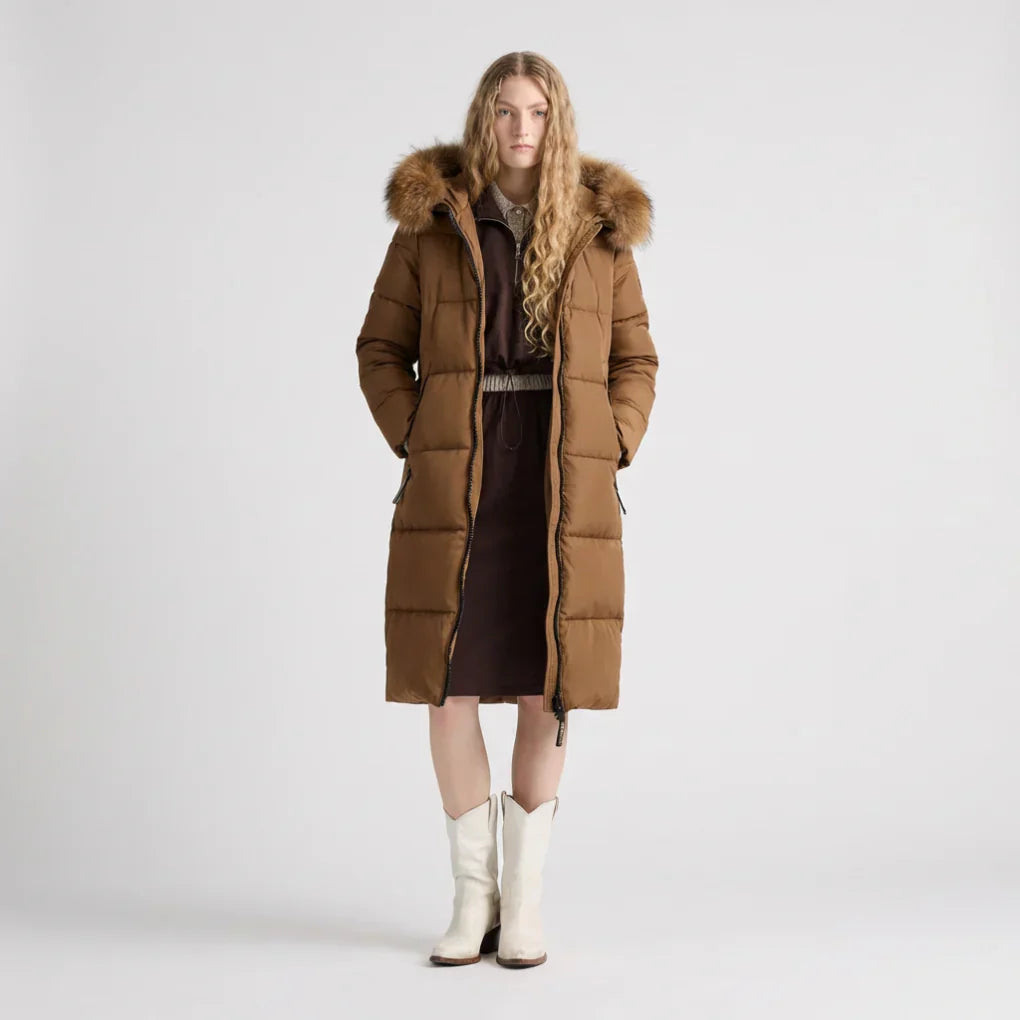 Women's Fur Collar Long Coat - Vonnera