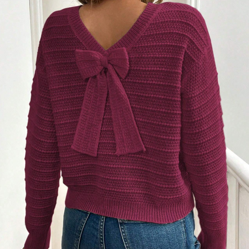 Women's Pullover Sweater Bow Back Design