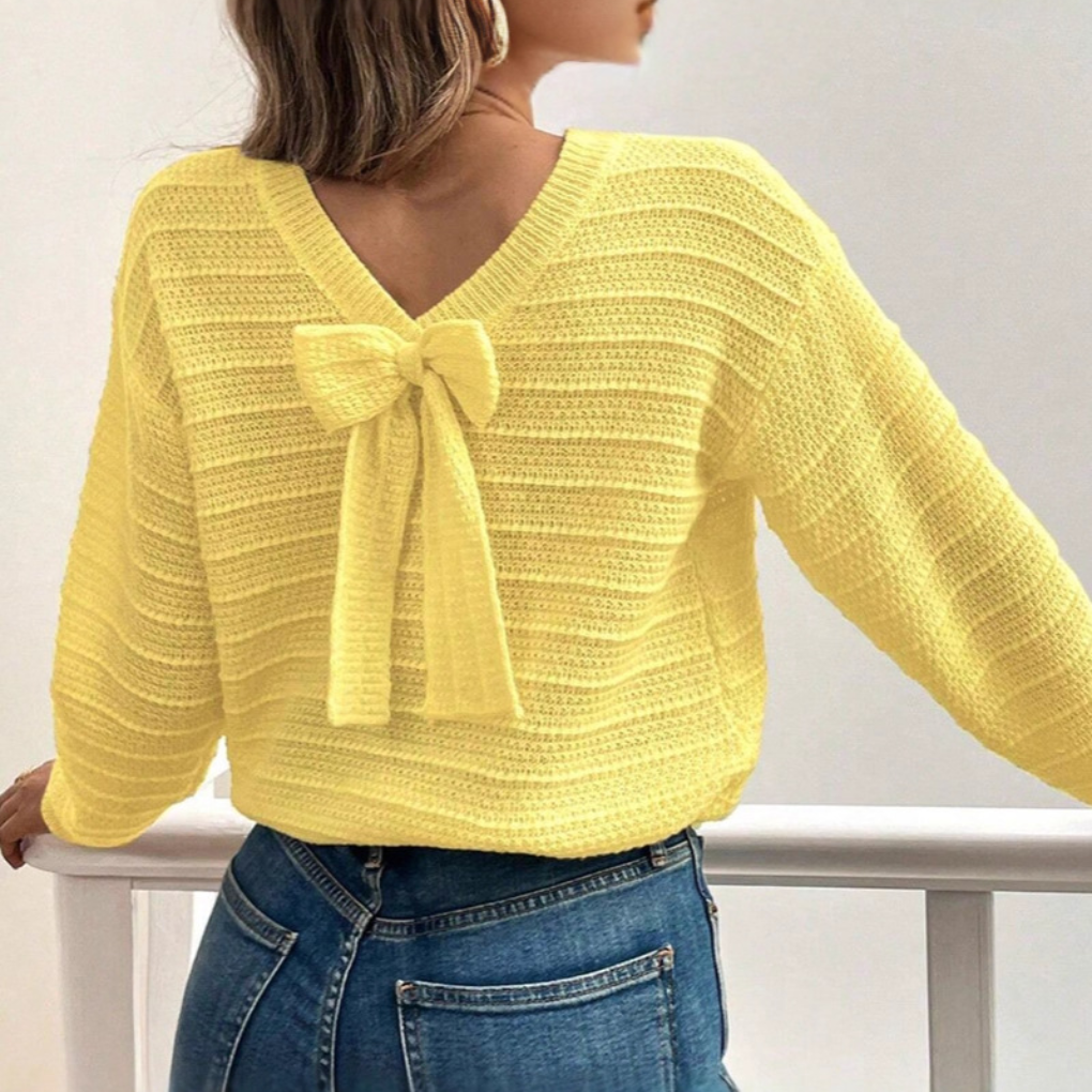 Women's Pullover Sweater Bow Back Design