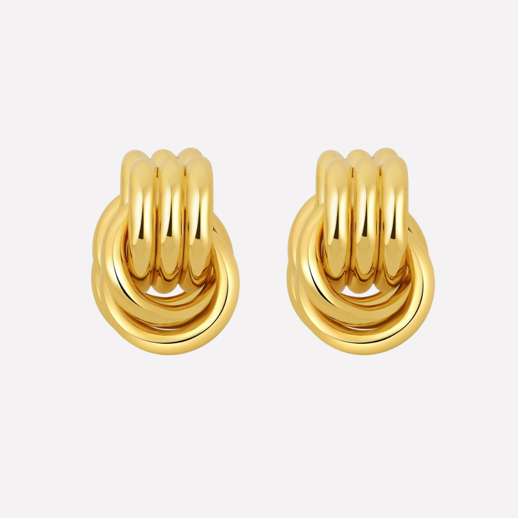 Women's Gold Toned Knot Drop Earrings - Vonnera