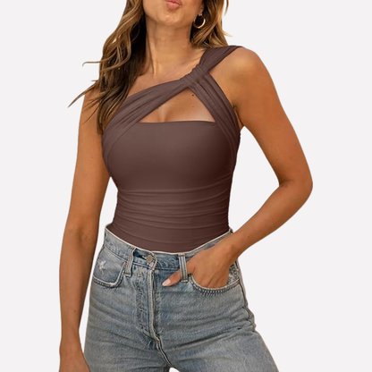Women's One Shoulder Bodysuit Asymmetrical Design