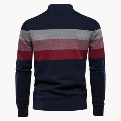 Men's Slim Fit Striped Quarter-Zip Sweater
