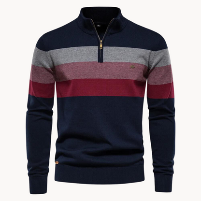 Men's Slim Fit Striped Quarter-Zip Sweater - Vonnera