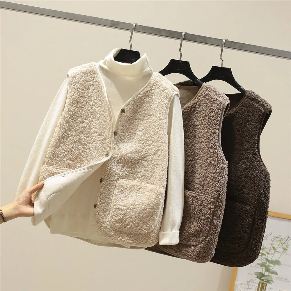 Women's Ribbed Long Sleeve V-Neck Vest Set