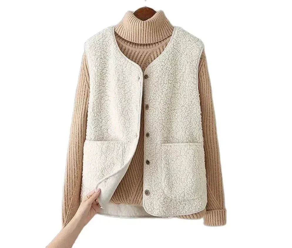 Women's Ribbed Long Sleeve V-Neck Vest Set