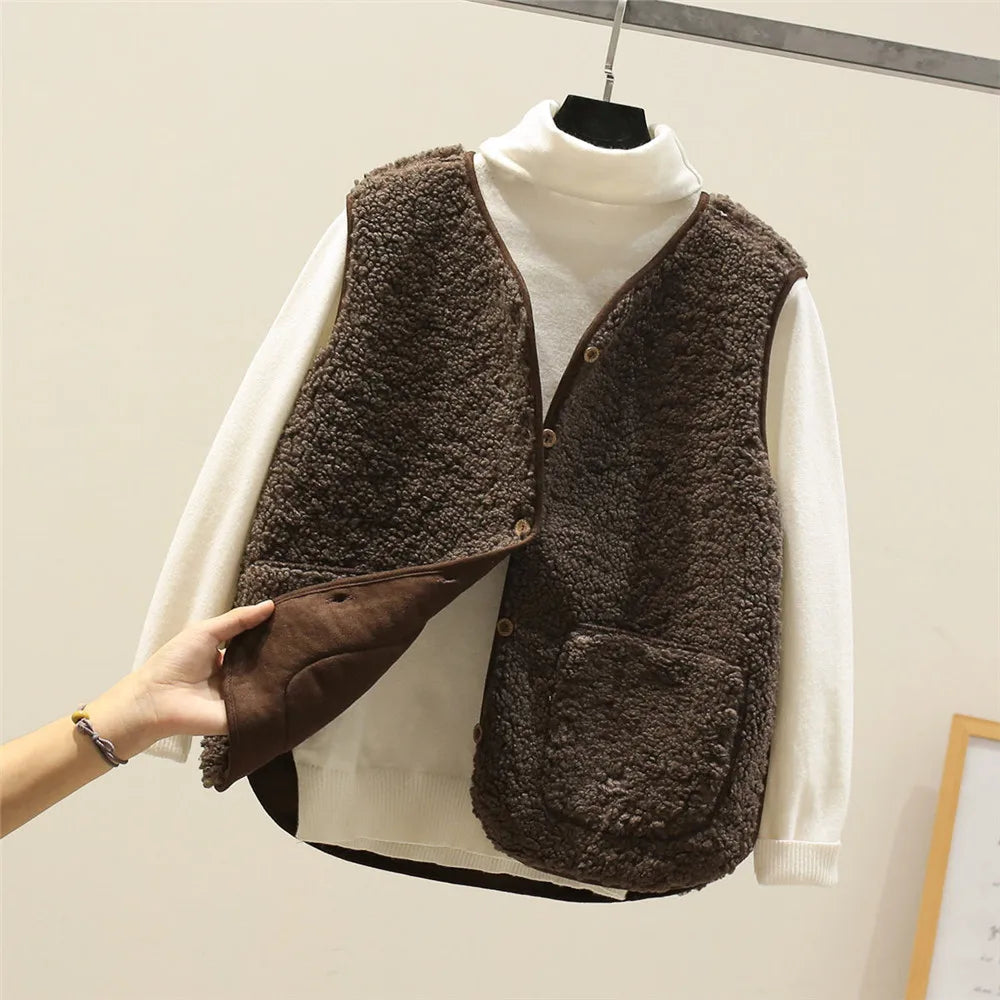 Women's Ribbed Long Sleeve V-Neck Vest Set