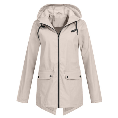 Women's Waterproof Mid-Length Jacket Zipper