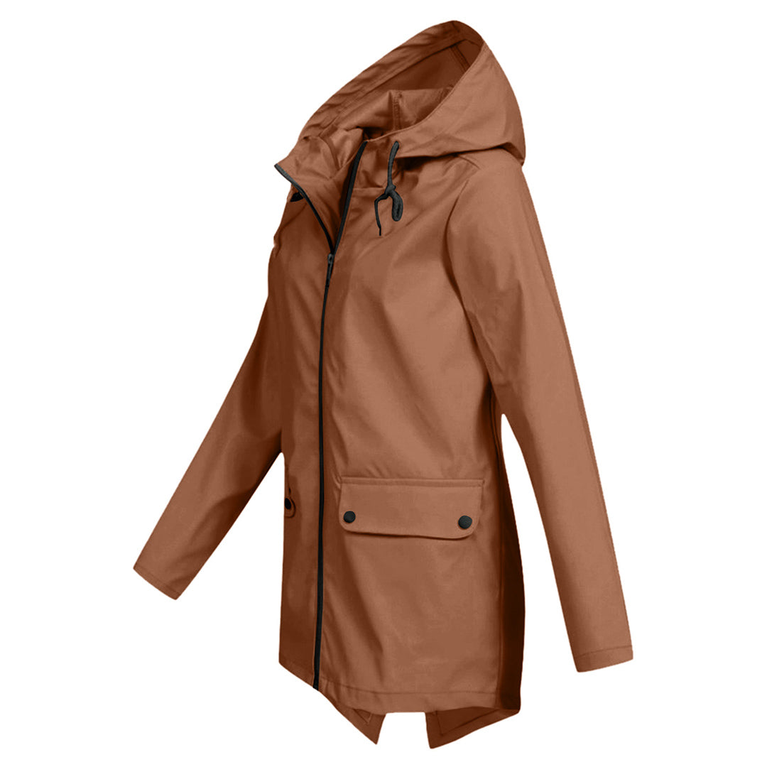 Women's Waterproof Mid-Length Jacket Zipper