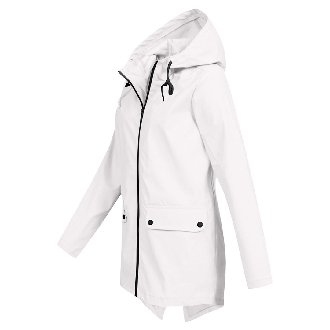 Women's Waterproof Mid-Length Jacket Zipper