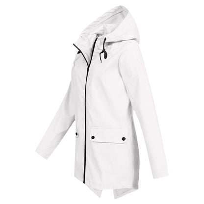 Women's Waterproof Mid-Length Jacket Zipper