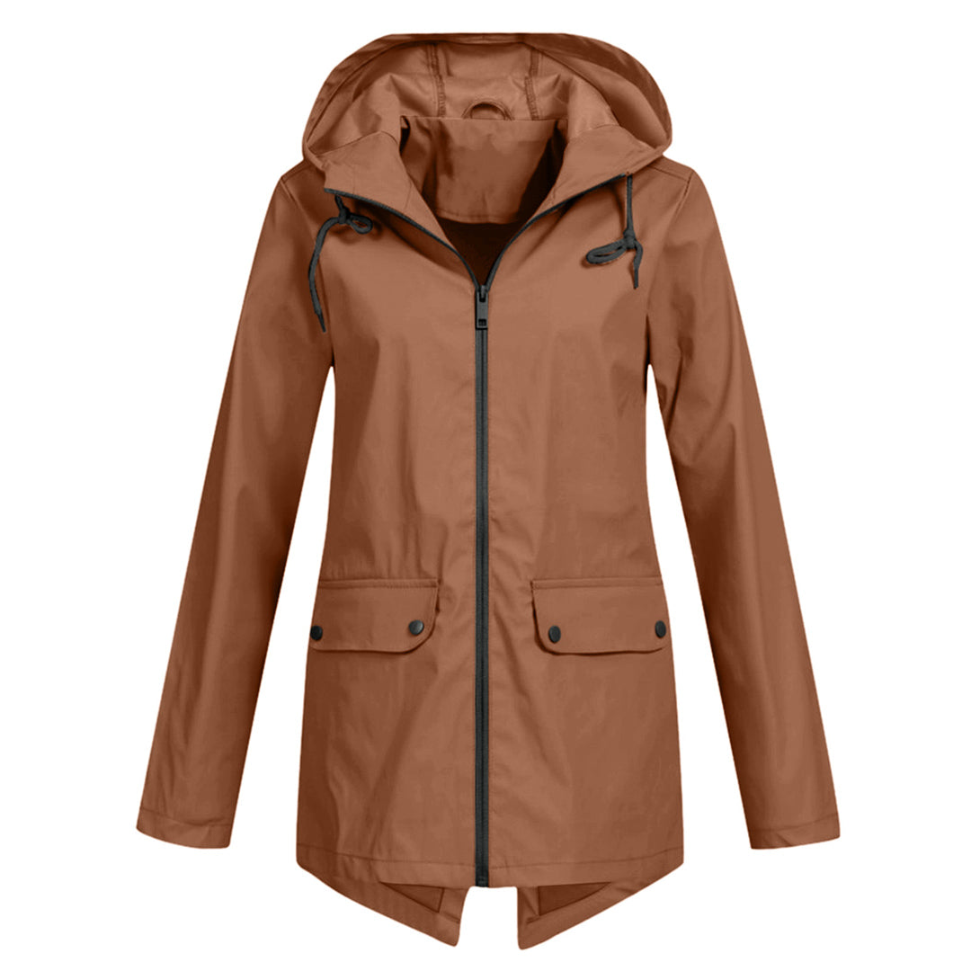 Women's Waterproof Mid-Length Jacket Zipper
