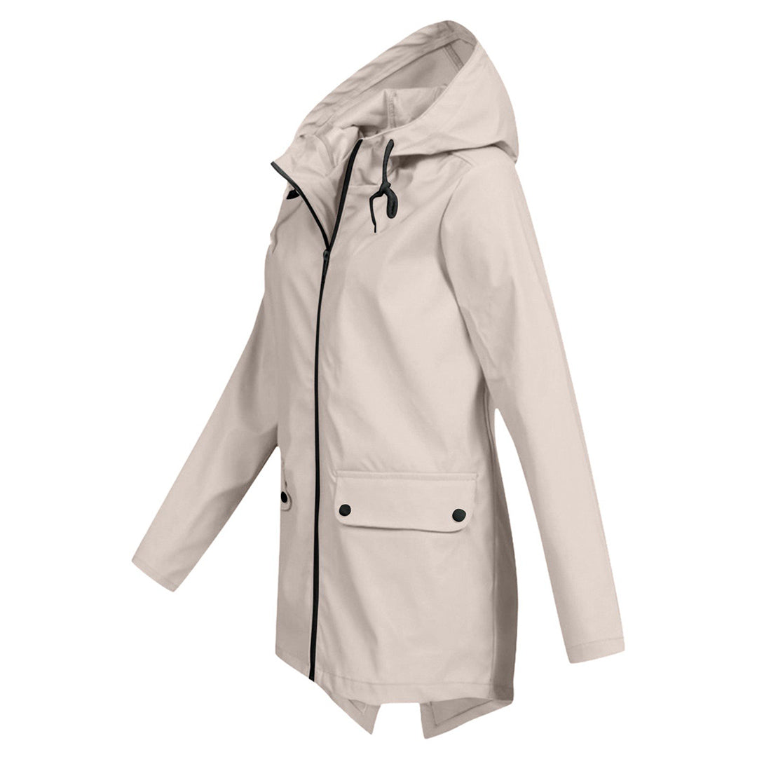 Women's Waterproof Mid-Length Jacket Zipper