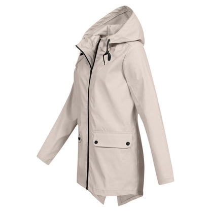 Women's Waterproof Mid-Length Jacket Zipper