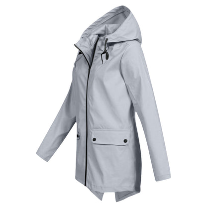 Women's Waterproof Mid-Length Jacket Zipper