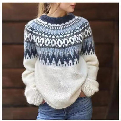 Women's Fair Isle Crew Neck Sweater Cozy - Vonnera