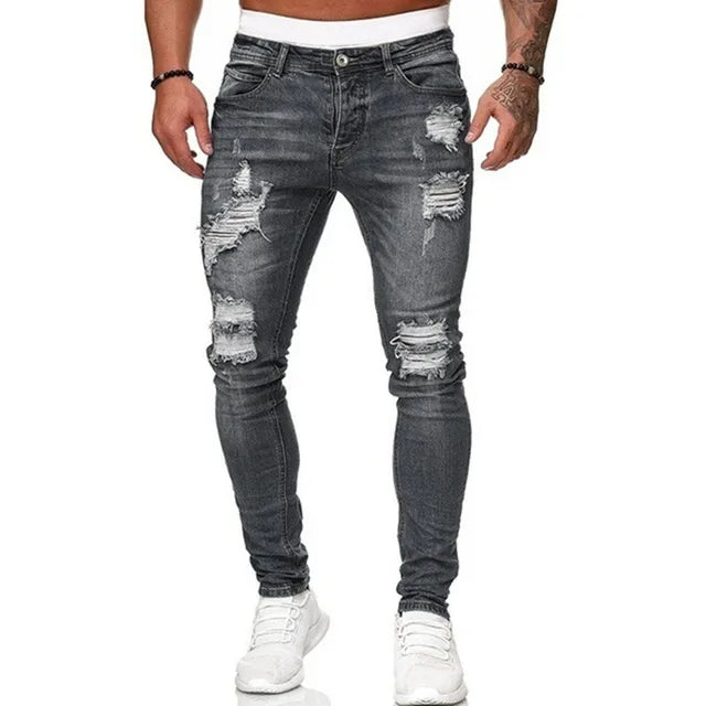 Men's Slim Fit Skinny Jeans Dark Blue Cotton - Vonnera