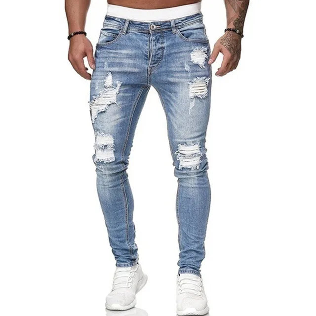 Men's Slim Fit Skinny Jeans Dark Blue Cotton
